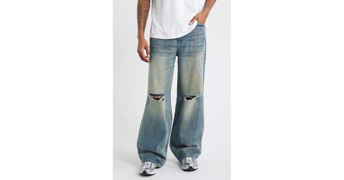 RTA Franco Ripped Wide Leg Jeans in Blue for Men | Lyst