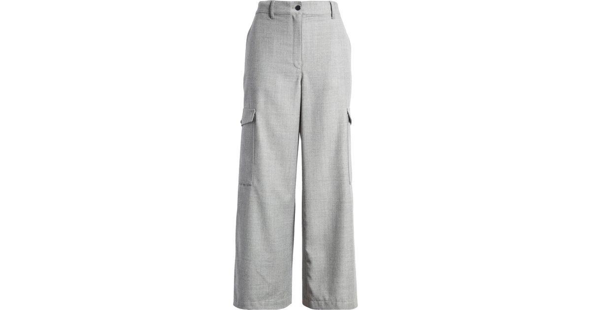 Theory Relax Sleek Virgin Wool Cargo Pants in Gray | Lyst
