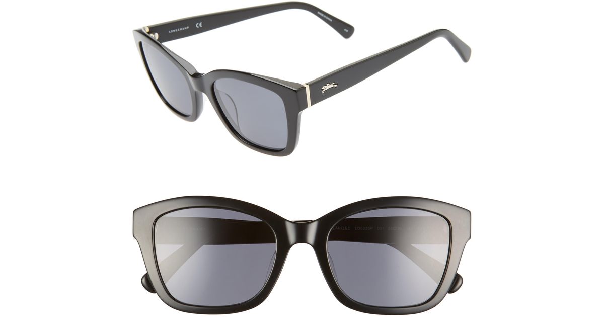 Longchamp Heritage 53mm Polarized Square Sunglasses in Black - Lyst
