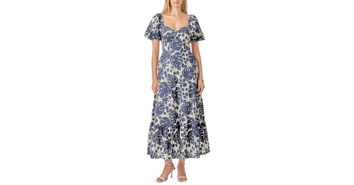 English Factory Floral Print Puff Sleeve Maxi Dress in Blue | Lyst
