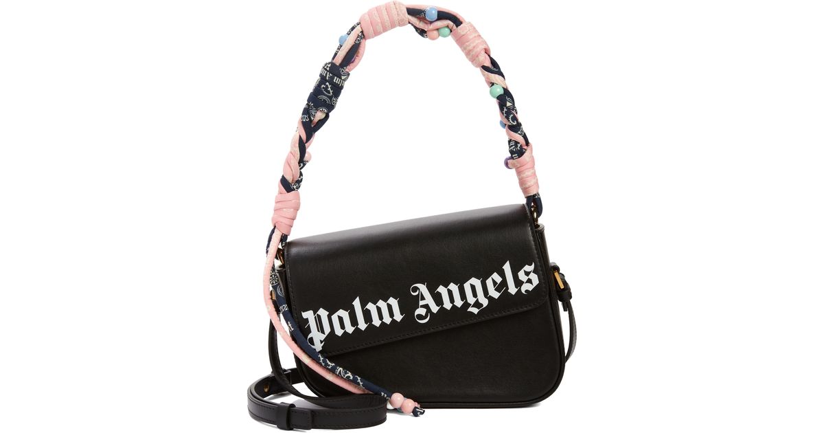 Palm Angels Crash Plaited Bandana Handle Leather Shoulder Bag in Black ...