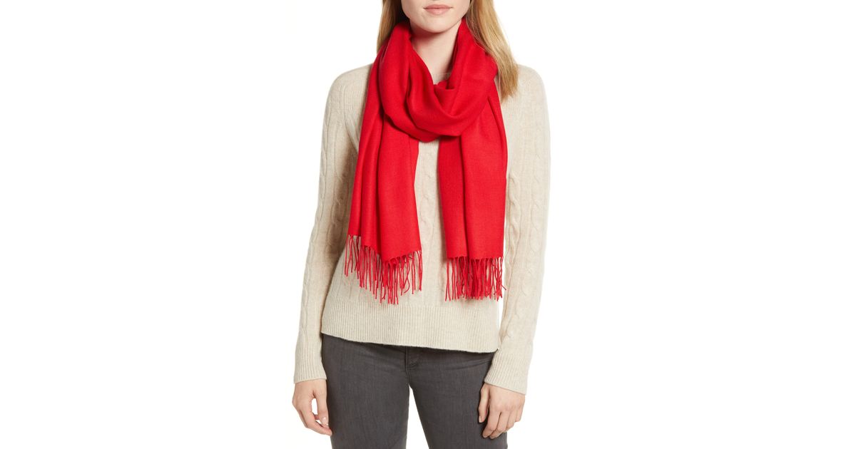 Nordstrom Tissue Weight Wool & Cashmere Scarf in Red | Lyst