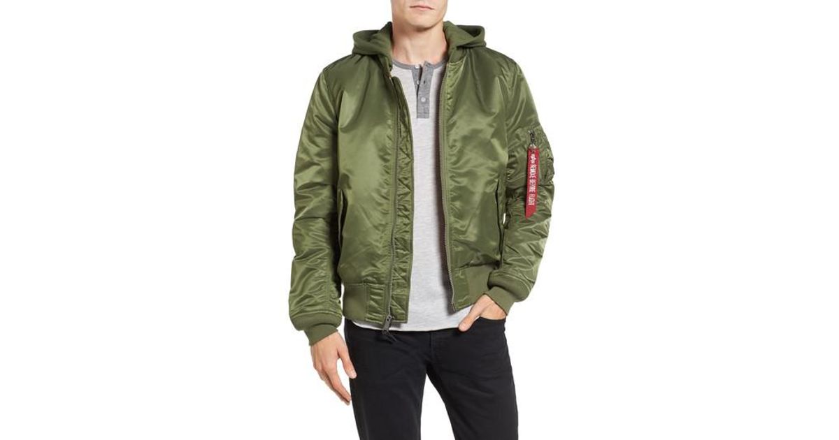 Alpha Industries Synthetic Ma 1 Natus Hooded Bomber Jacket In Green For Men Lyst