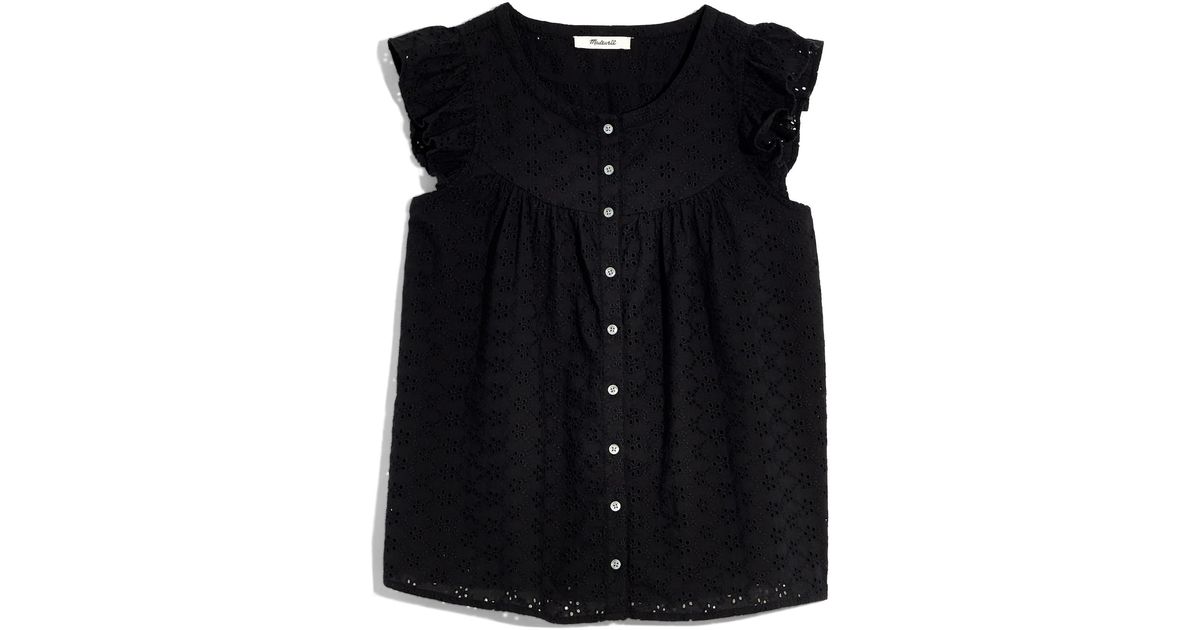 madewell ruffle sleeve bib top