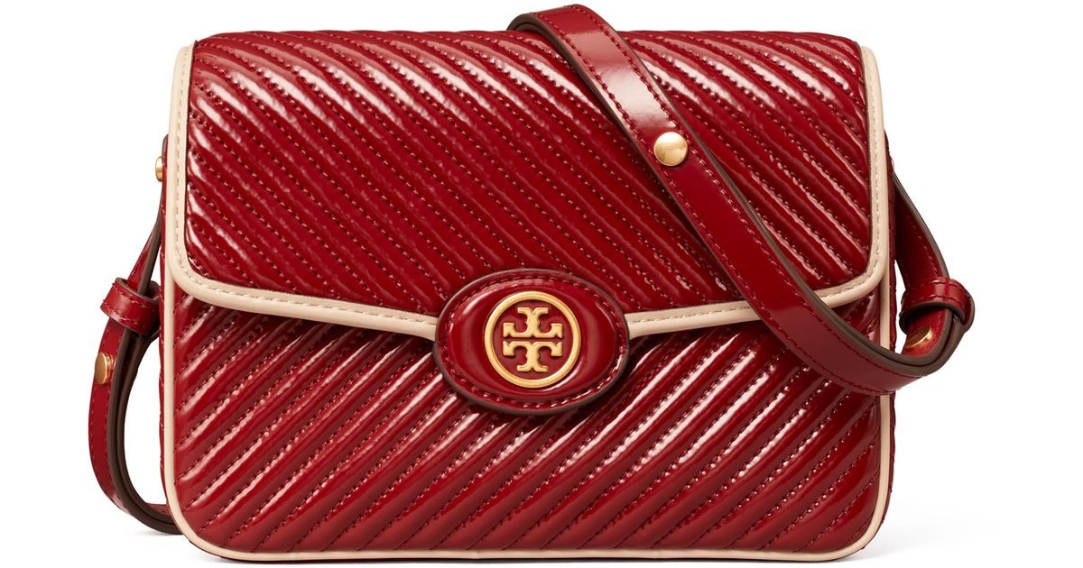 Tory Burch Robinson Quilted Leather Shoulder Bag in Red | Lyst