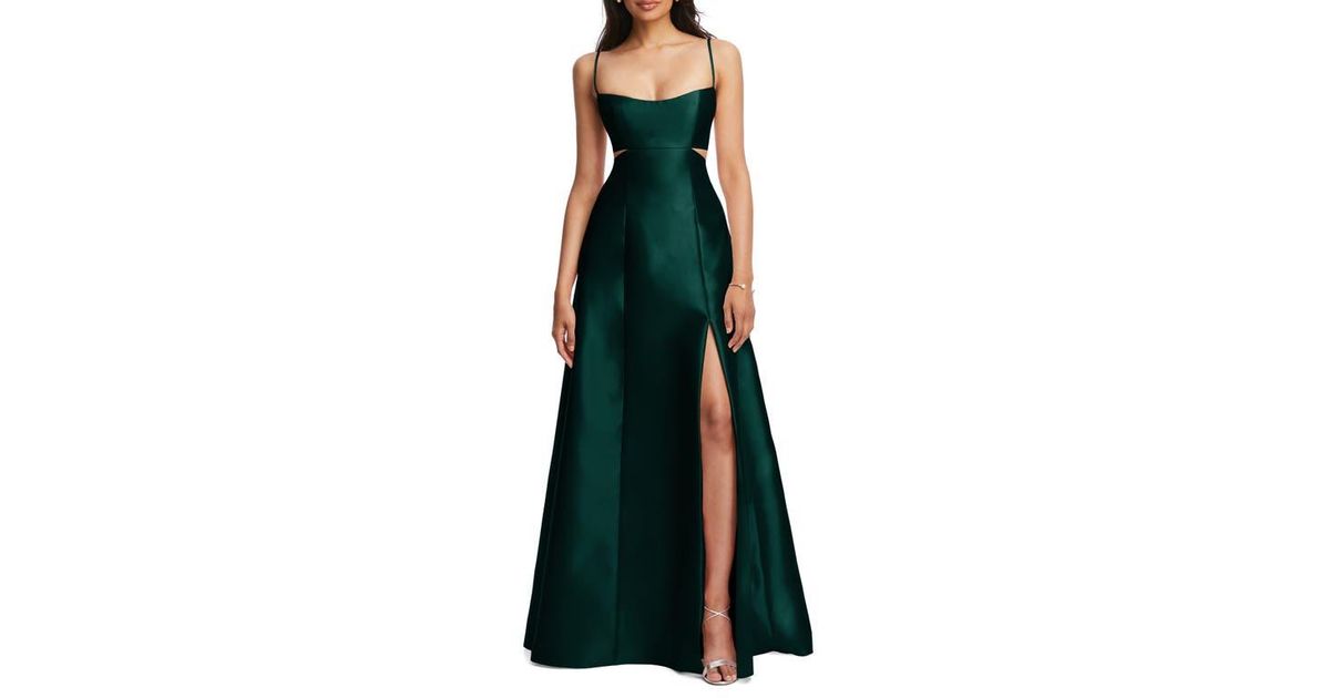 Alfred Sung Cutout Satin Gown in Green Lyst