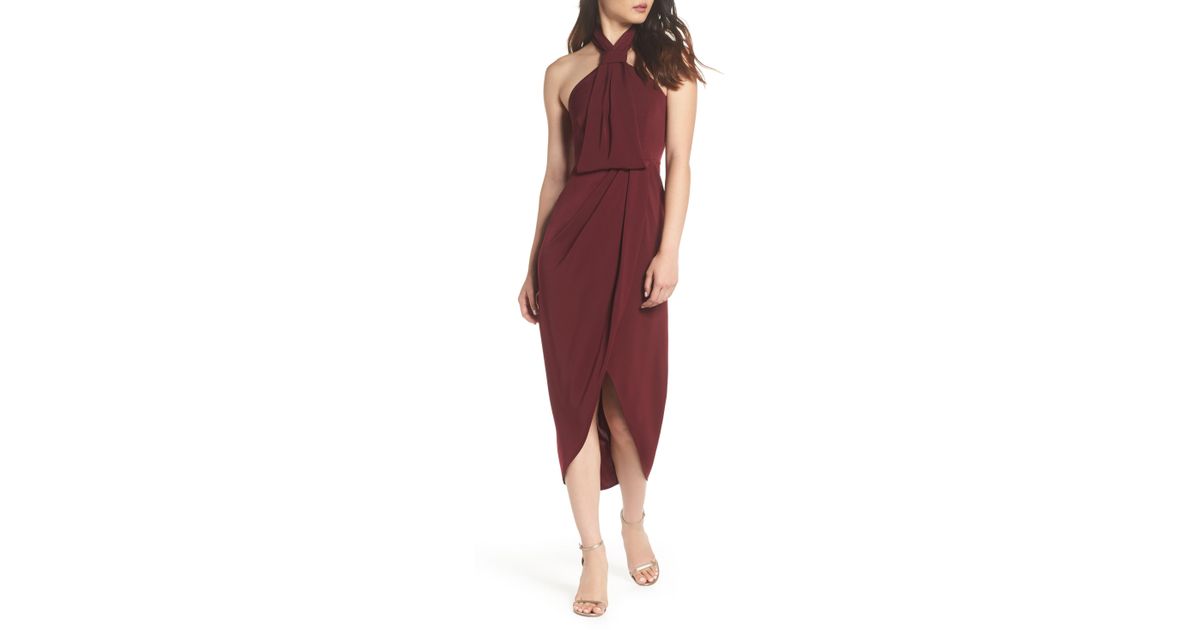 knotted tulip hem midi dress