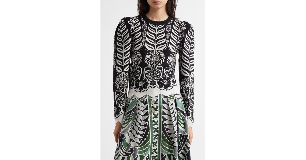 FARM Rio Anika Tropical Splendor Sweater in Black | Lyst
