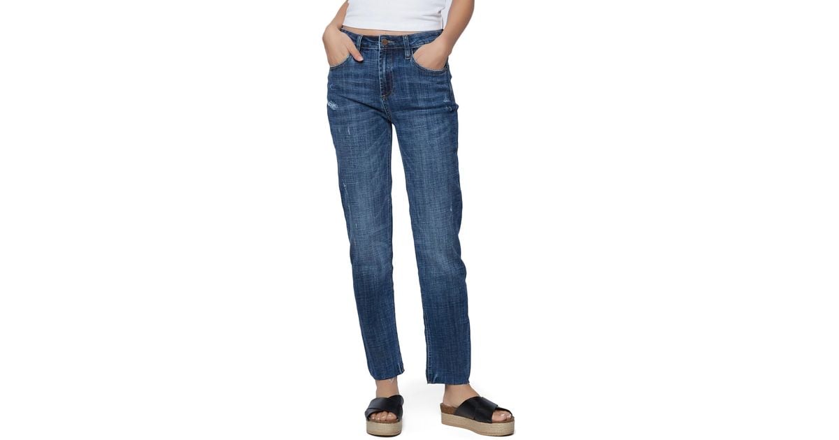 HINT OF BLU High Waist Slim Straight Leg Jeans in Blue | Lyst