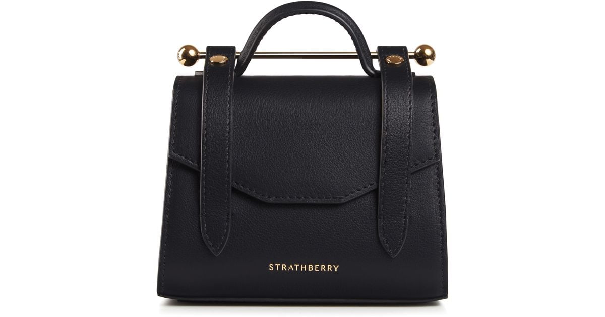 Strathberry Black Micro Allegro Calfskin Leather Tote Strathberry Black Micro Allegro Calfskin Leather Tote