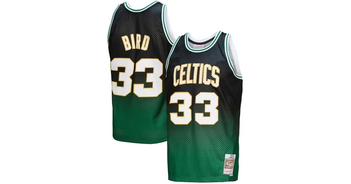 Men's Mitchell & Ness Larry Bird Green Boston Celtics Hardwood Classics Player Burst Shorts Size: Medium