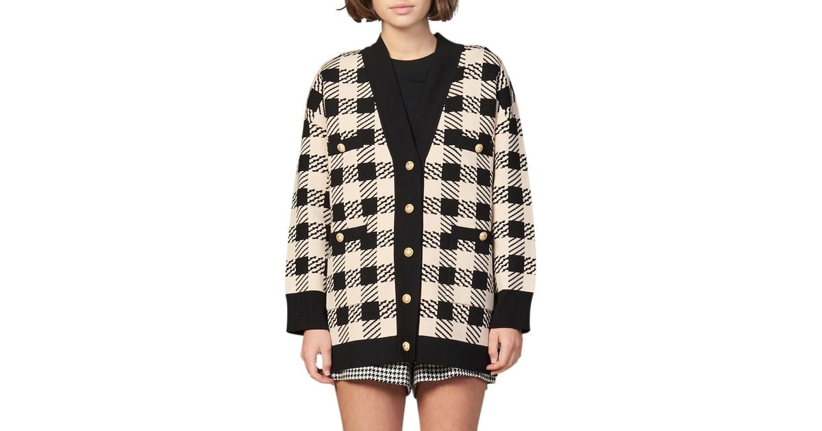 sandro jisou checked cardigan