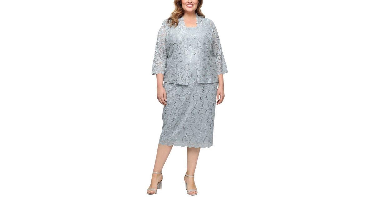 Sl Fashions Slny Floral Lace Sequin Cardigan & Dress Set in Gray | Lyst Sl Fashions Slny Floral Lace Sequin Cardigan & Dress Set in Gray | Lyst
