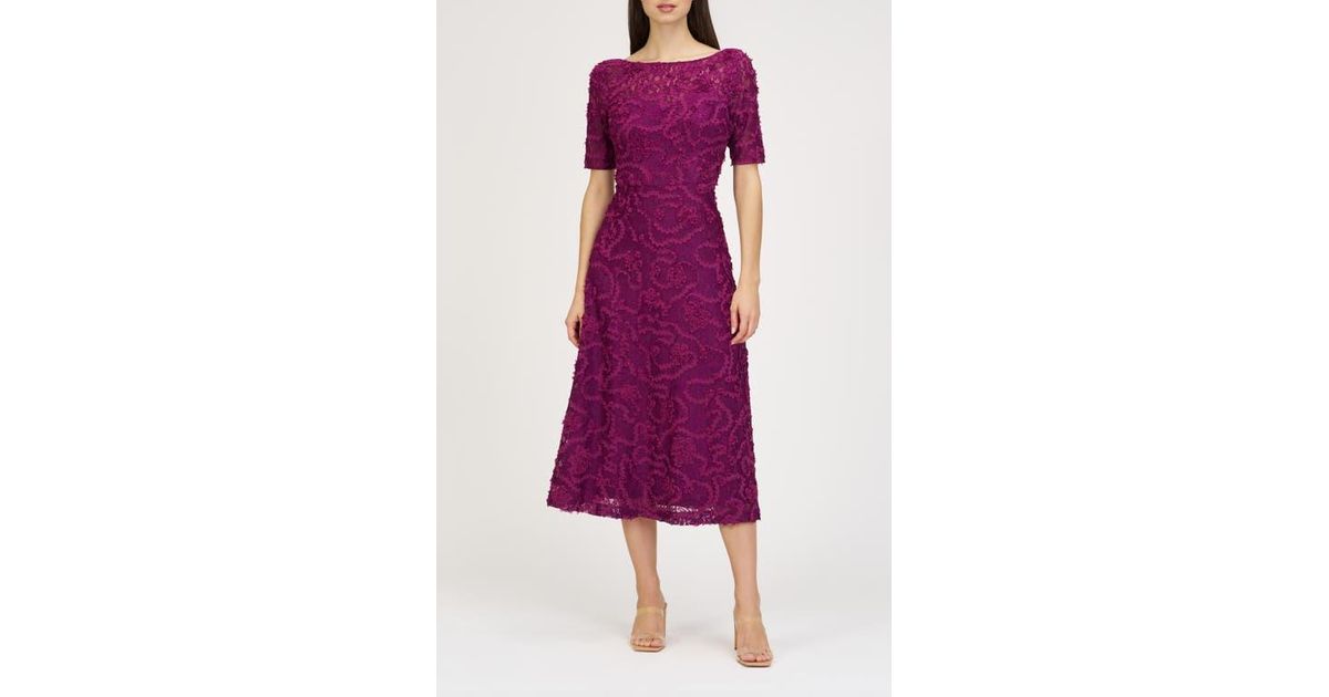 JS Collections Jenni Floral Lace Cocktail Midi Dress in Purple | Lyst