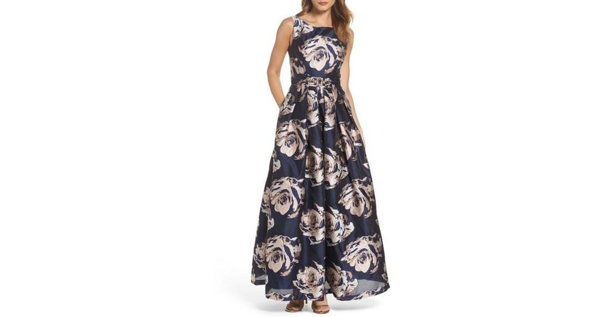 eliza j embellished floral ball gown