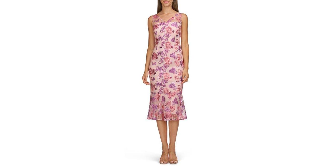 JS Collections Greer Sequin Embroidered Cocktail Dress | Lyst