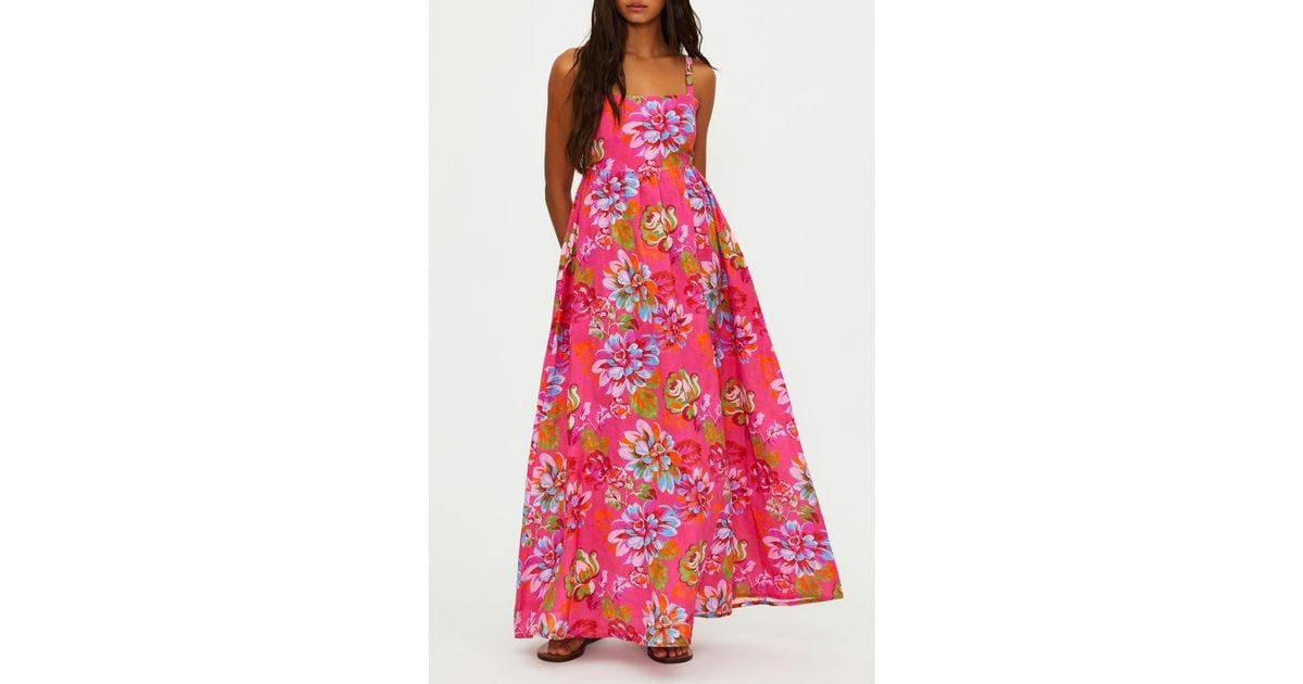 Beach Riot Rianne Floral Cotton & Linen Cover-Up Maxi Dress in Red | Lyst