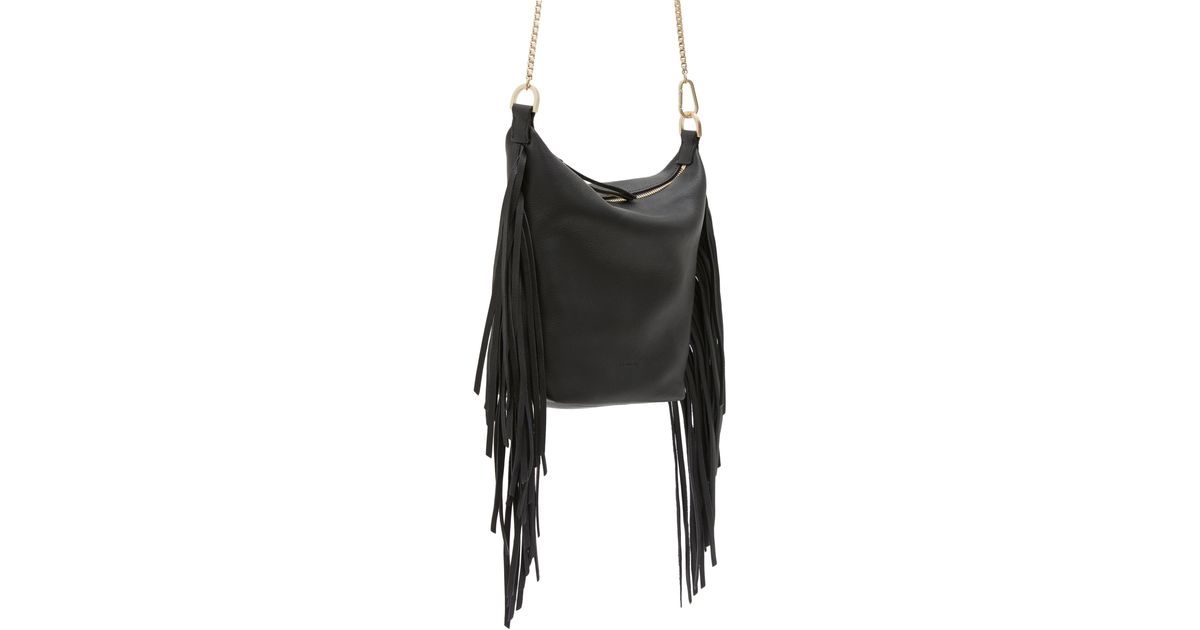 AllSaints Evaline Fringe Leather Crossbody Bag in Black Lyst