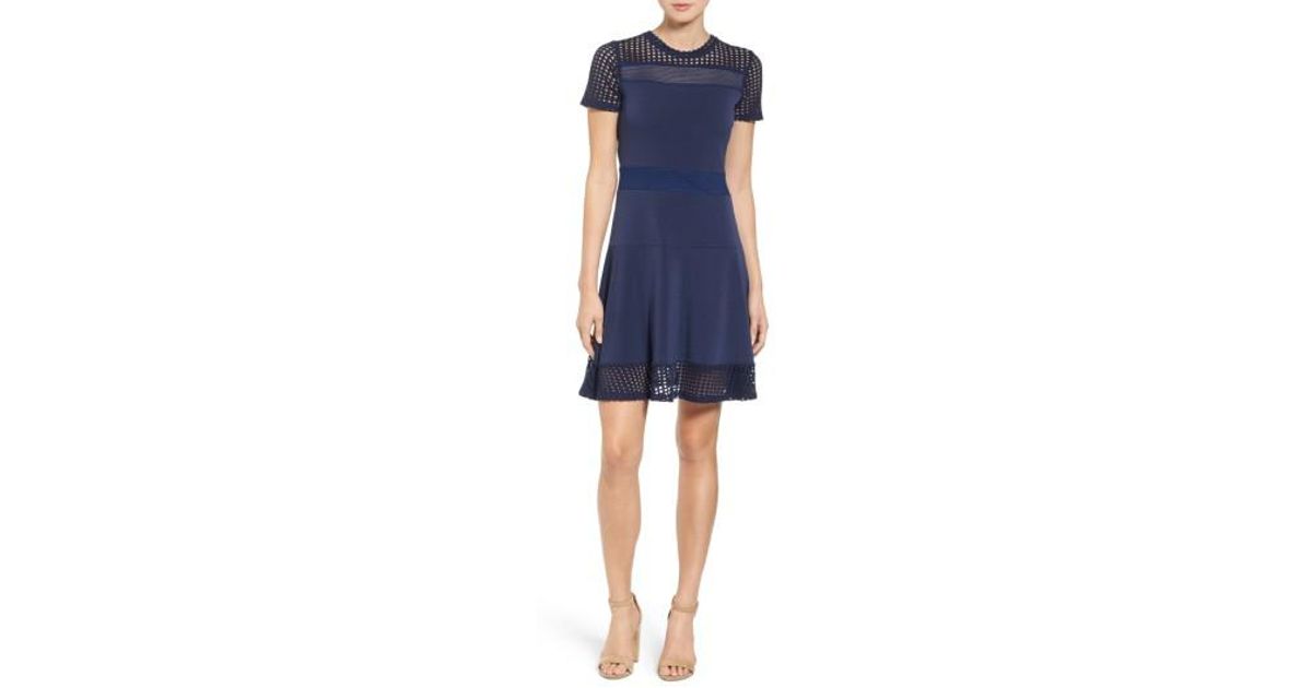michael kors mesh fit and flare dress