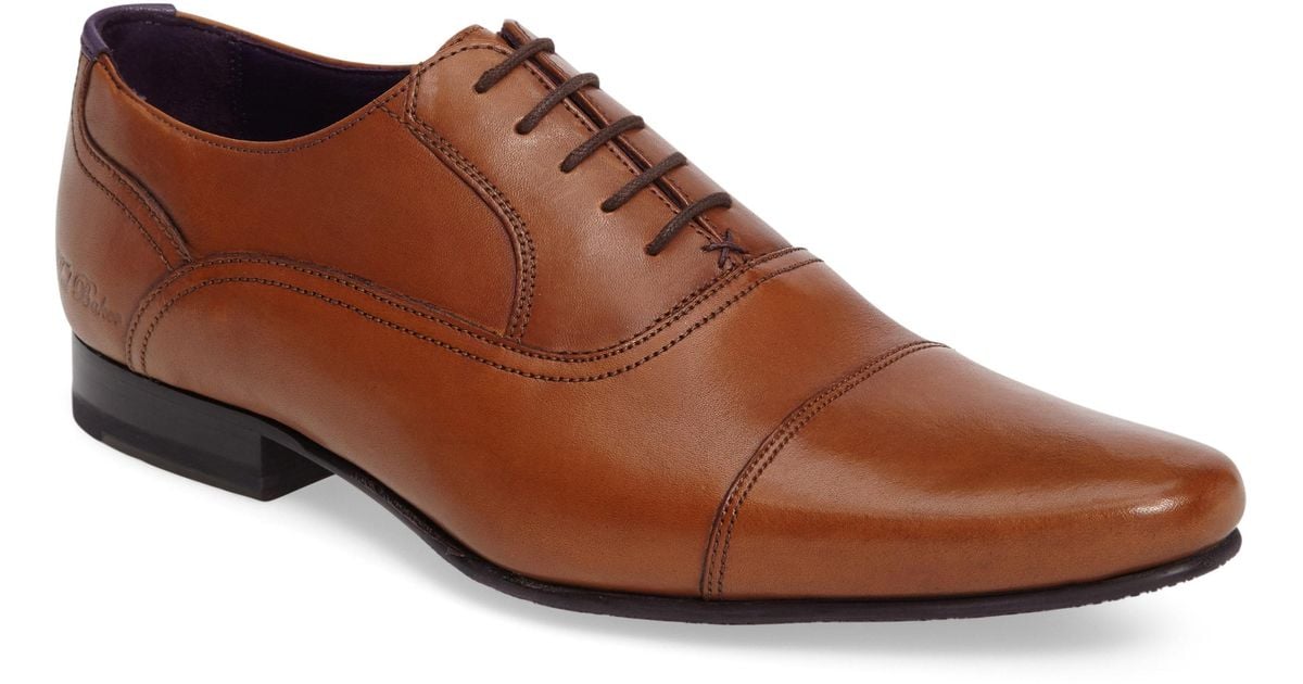 Ted Baker Leather Rogrr 3 Cap Toe Oxford in Tan Leather (Brown) for Men ...