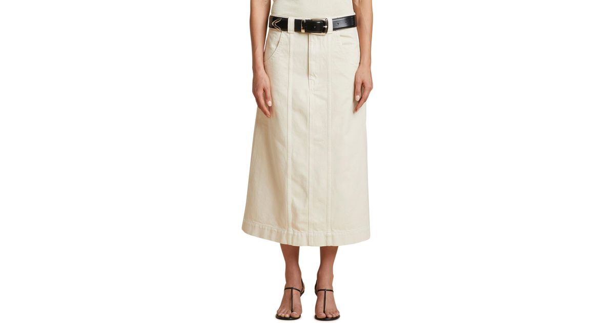 Khaite The Caroline Cotton Denim Skirt in Natural | Lyst