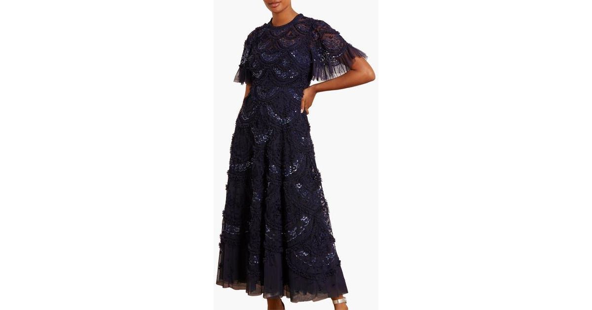 Needle & Thread Carmen Ruffle Maxi Dress in Blue | Lyst