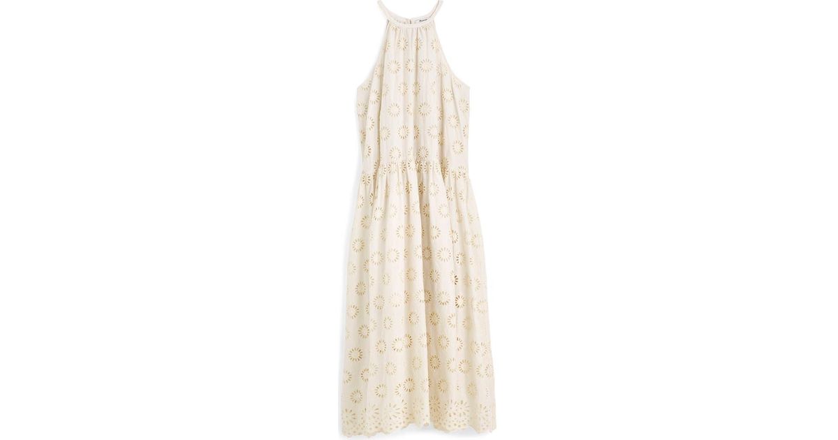 Madewell Embroidered Drop Waist Maxi Dress in White | Lyst