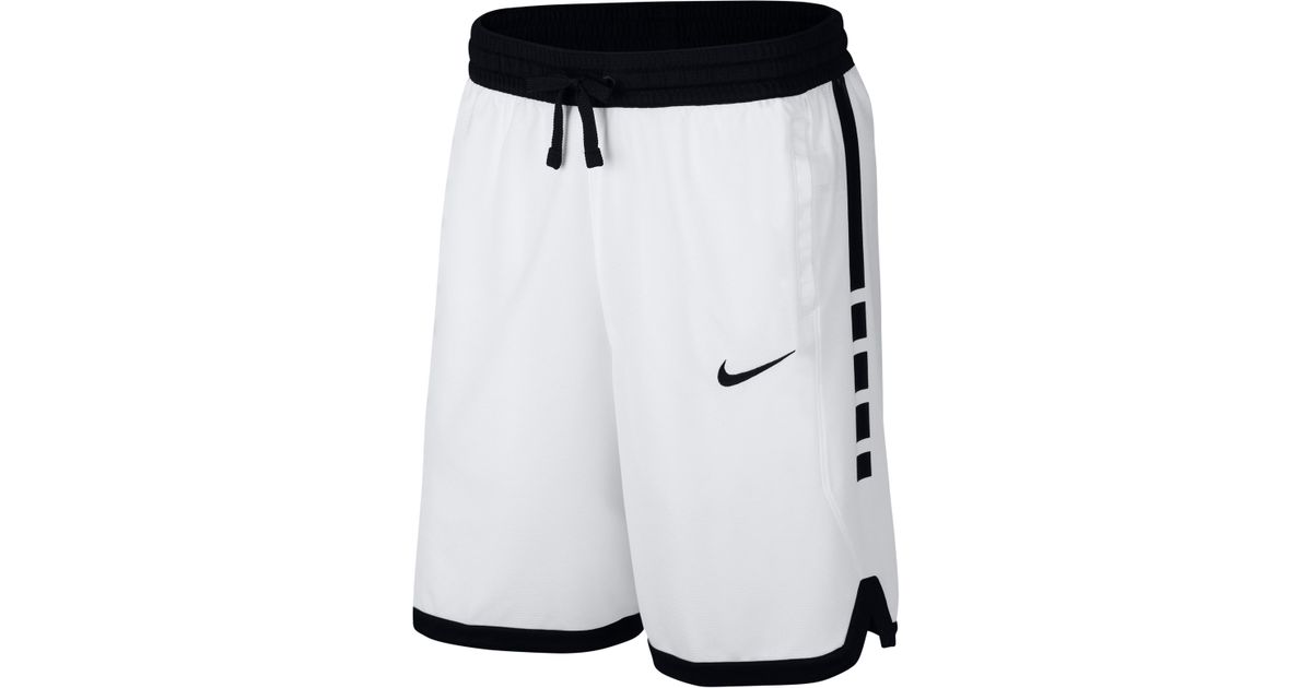 Nike Synthetic Dry Elite Stripe Basketball Shorts in White/ Black