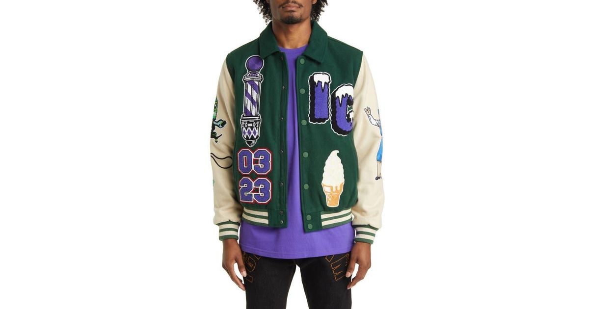 ICECREAM Dollar Sign Varsity Jacket in Green for Men | Lyst