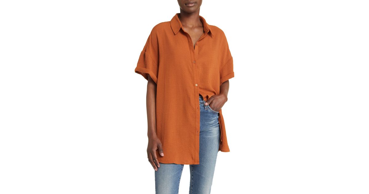 Treasure & Bond Oversize Short Sleeve Tunic in Orange | Lyst