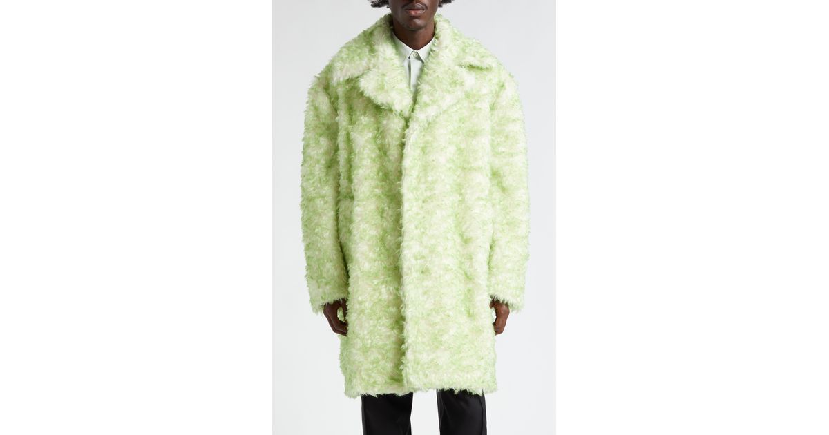 Jil Sander Mohair & Cotton Faux Fur Coat in Green for Men Lyst