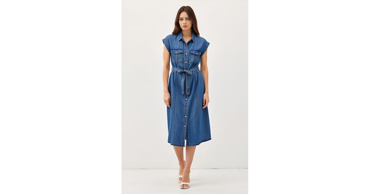 Long Sleeve Button Front Shirt Midi Dress for Casual Comfort