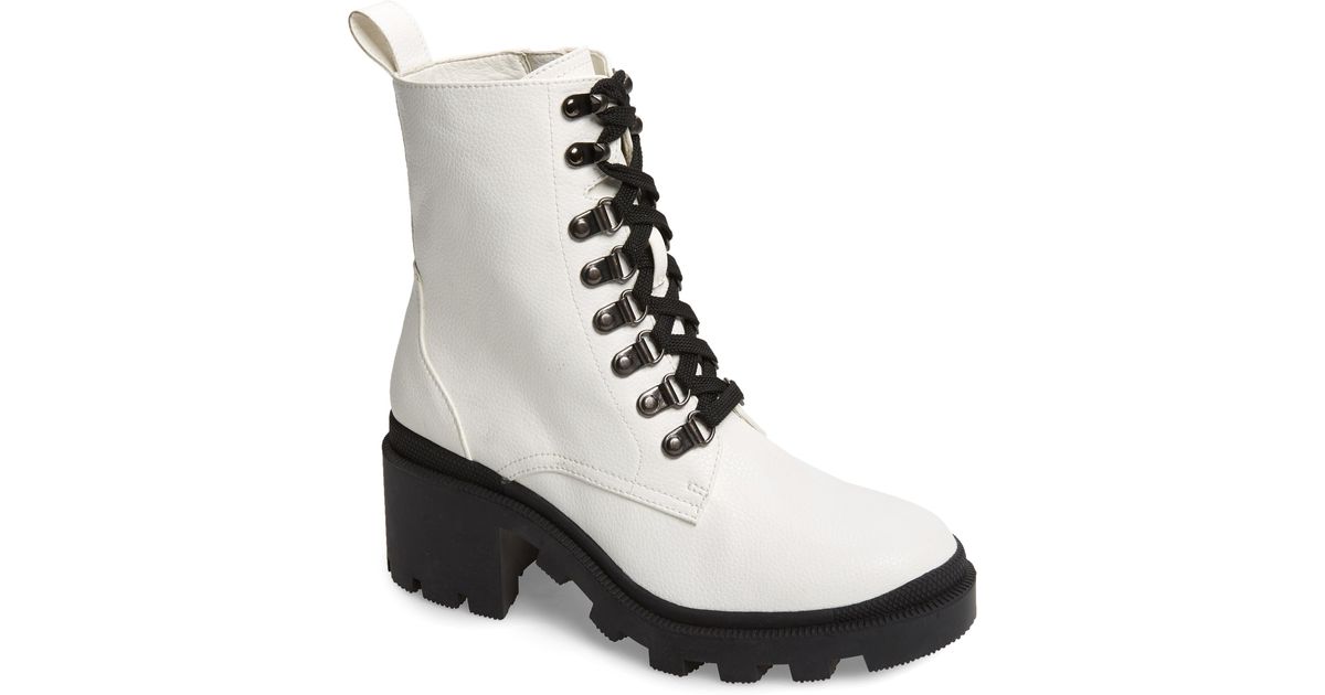 white heel combat boots