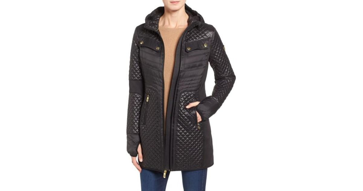 michael michael kors black mixed media coat