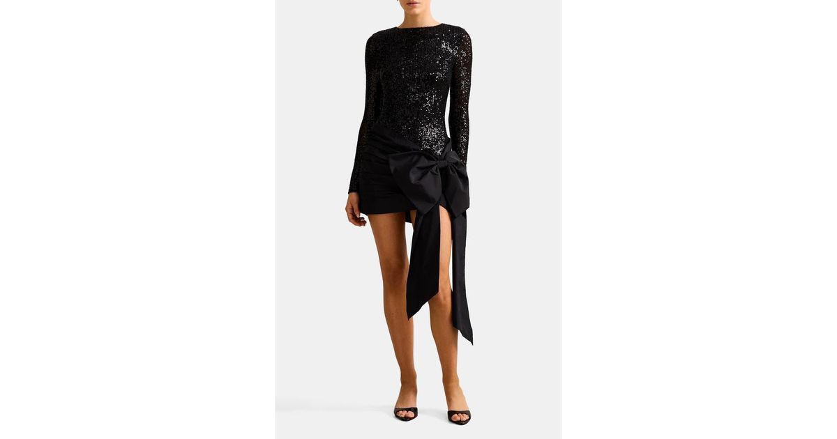 black sequin mini dress long sleeve La Femme Short Sequin Homecoming Party Dress -PromGirl Black / 8