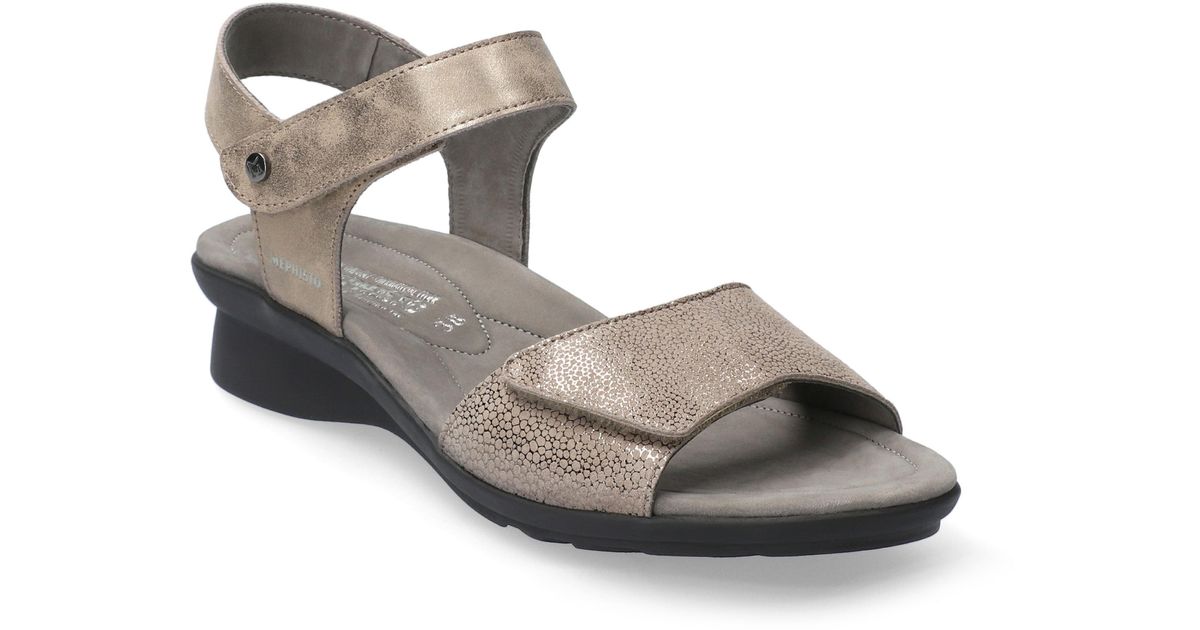 Mephisto Pattie Sandal in Dark Taupe Nubuck Leather (Blue) - Lyst