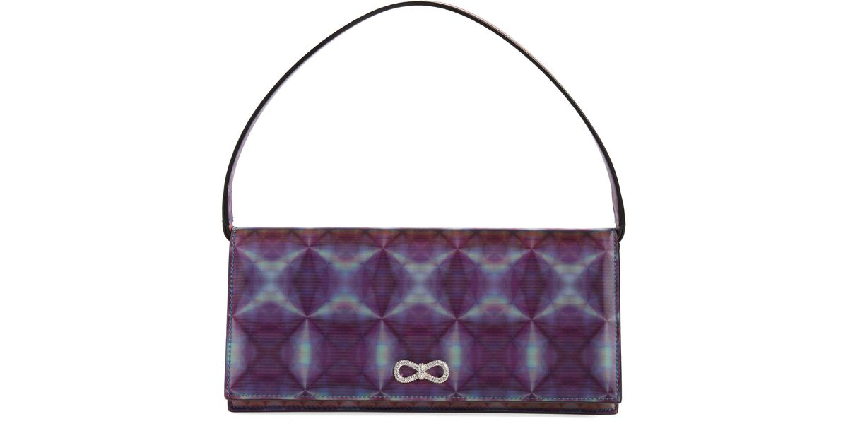 Mach & Mach Crystal Bow Leather Handbag in Purple | Lyst