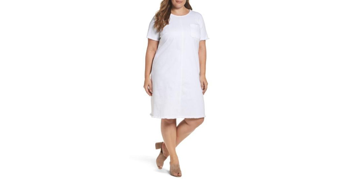 white denim shift dress