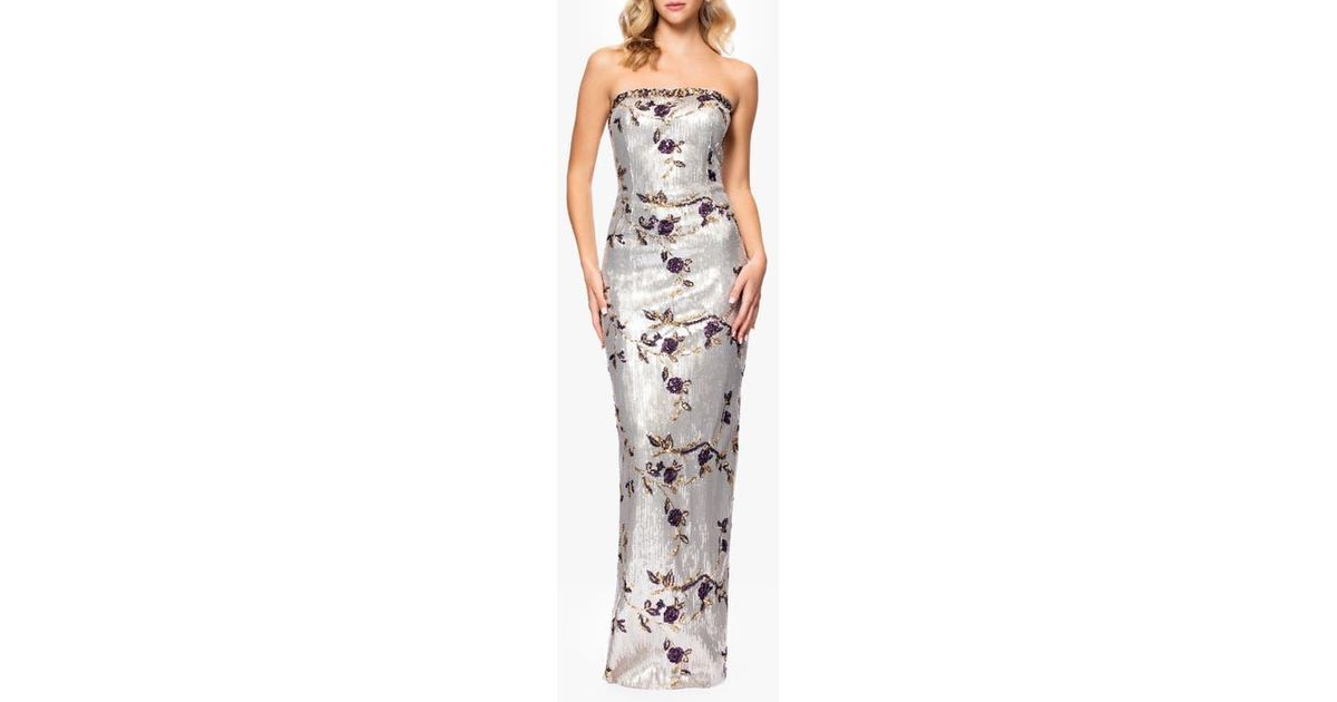 Betsy & Adam Women's Sequinned Gown White Size 0