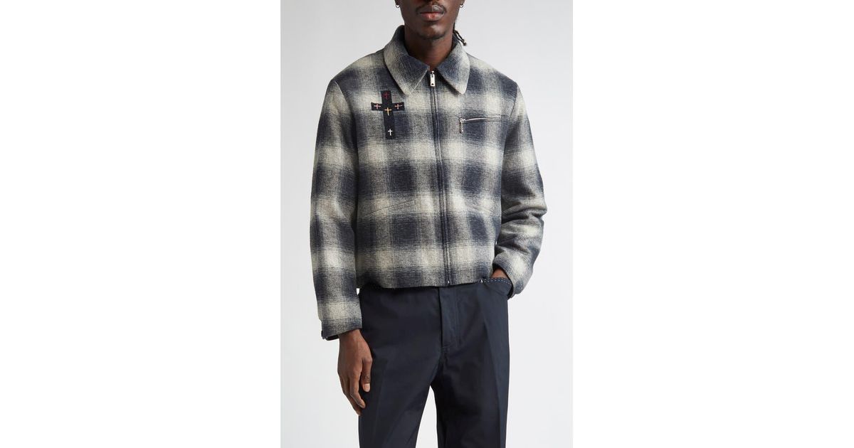 Second Layer Oracle Plaid Virgin Wool Jacket in Black for Men | Lyst