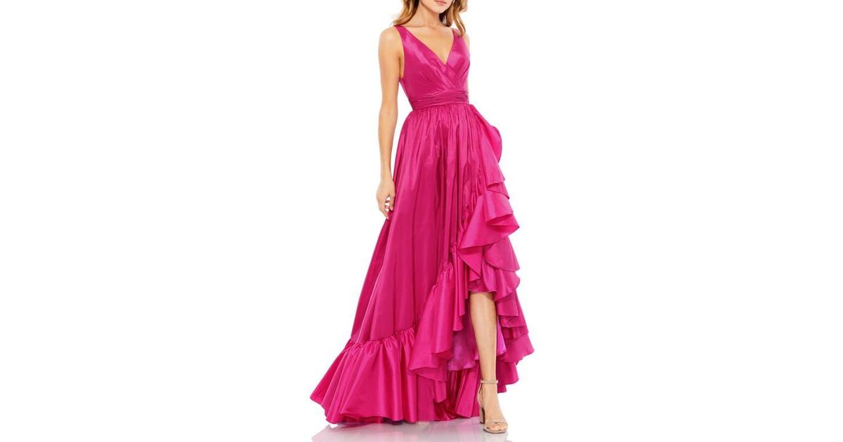 Mac Duggal A49527 Ruffle High Low Formal Prom Gown