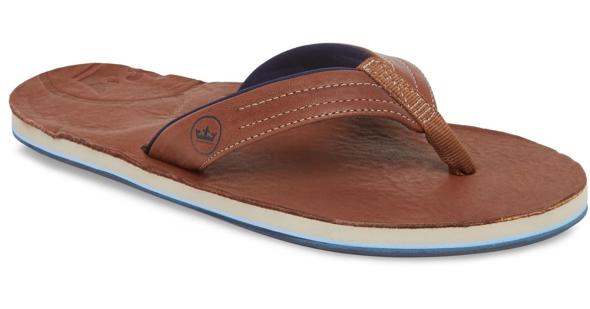 Hari Mari X Peter Millar Leather Flip Flop in Dark Chocolate Leather