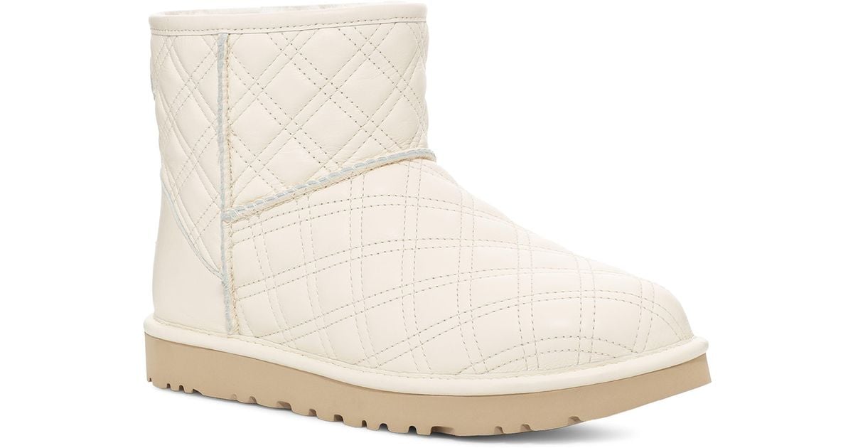 UGG ugg(r) Classic Mini Ii Quilted Genuine Shearling Lined Bootie in White Lyst