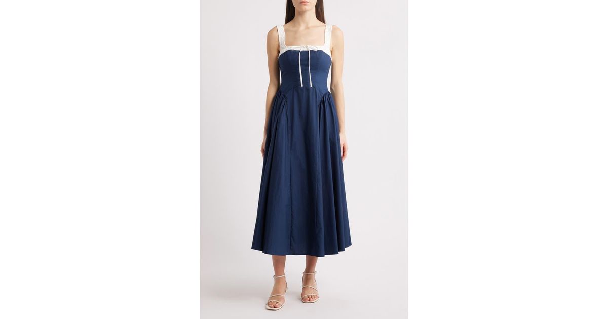 white christmas dresses Moon River Shirred Cotton Poplin Midi Dress MSRP $114 main image 0