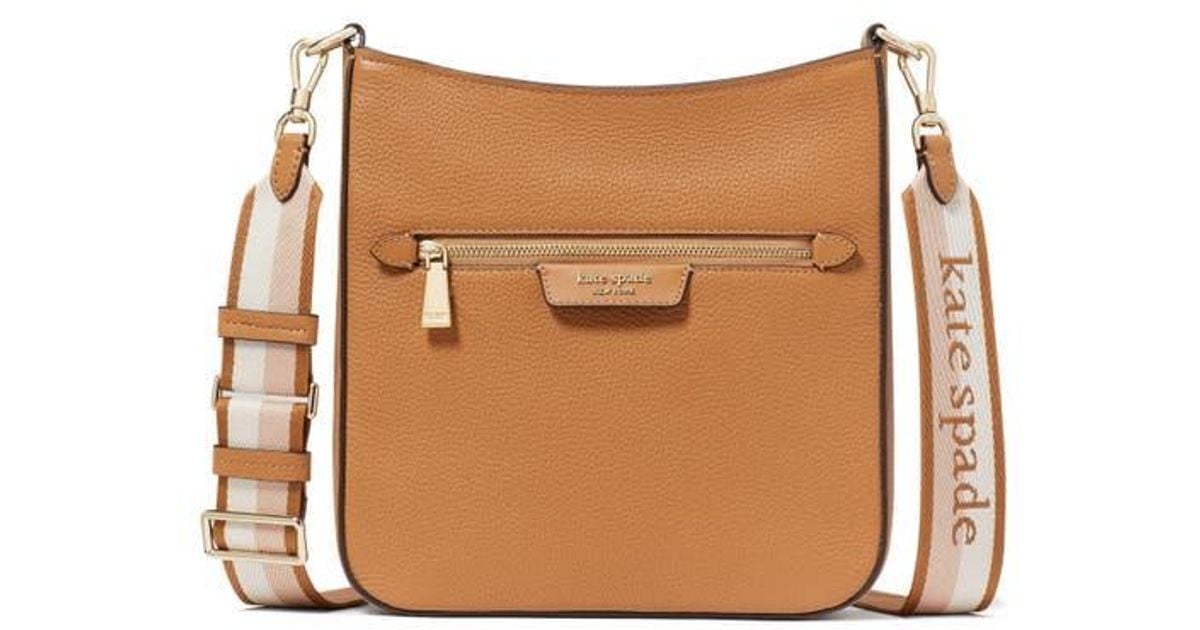 Kate Spade Hudson Pebble Leather Messenger Bag in Brown Lyst(02)