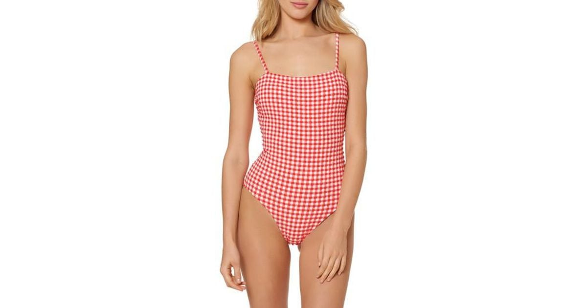 red gingham one piece swimsuit