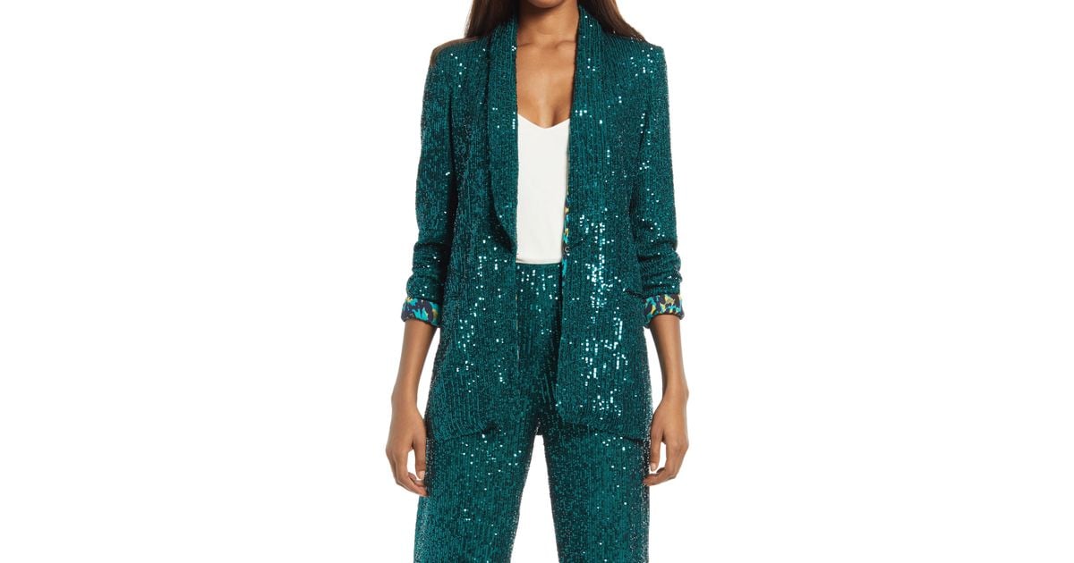 ONE33 SOCIAL Sequin Jacket in Green | Lyst