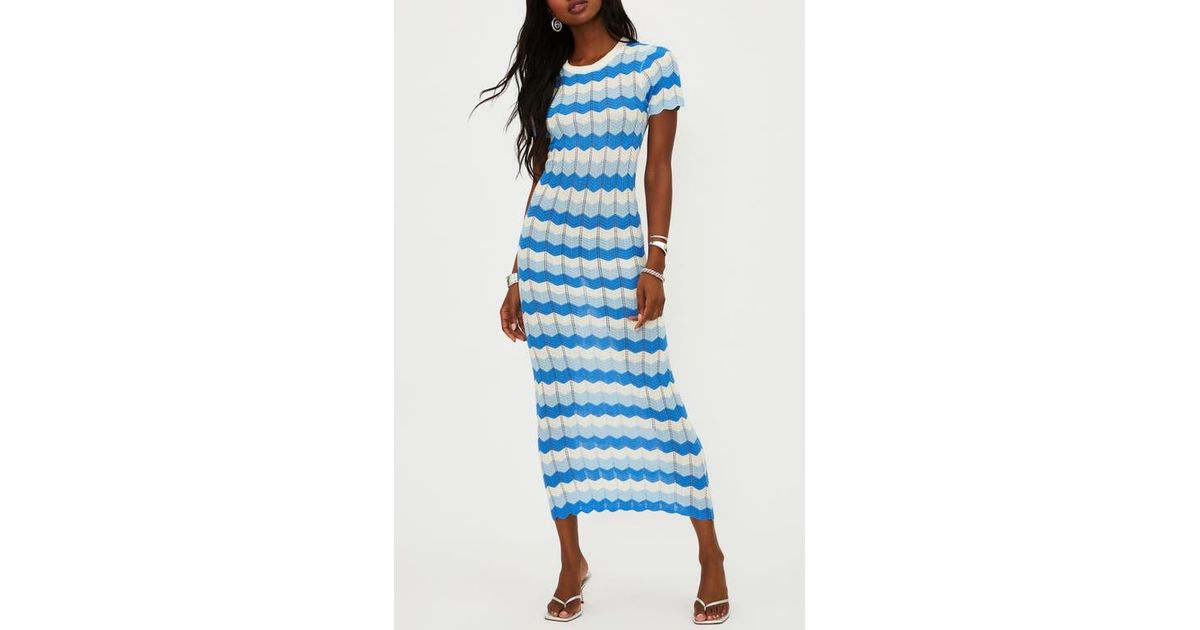 Beach Riot Emory Stripe Pointelle Knit Cover-Up Maxi Dress in Blue | Lyst