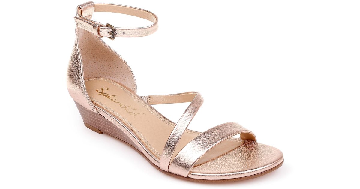 rose gold strappy wedges