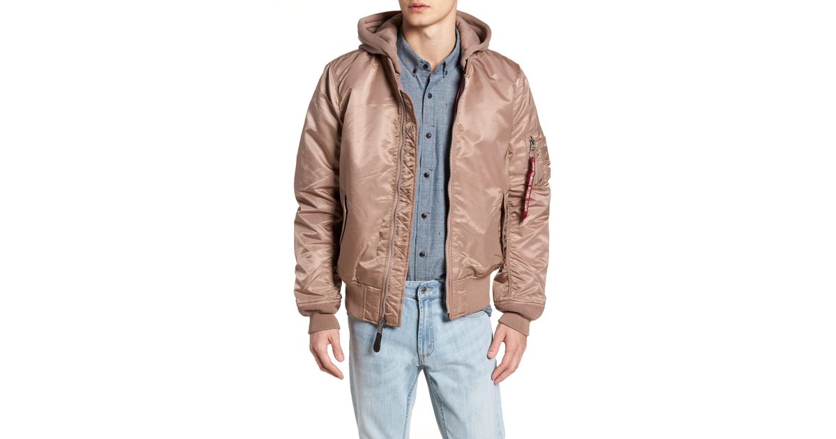 Alpha Industries Synthetic Ma 1 Natus Hooded Bomber Jacket In Brown For Men Lyst